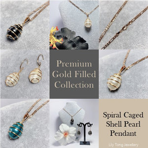 Spiral Caged Pearl Pendant Collection
