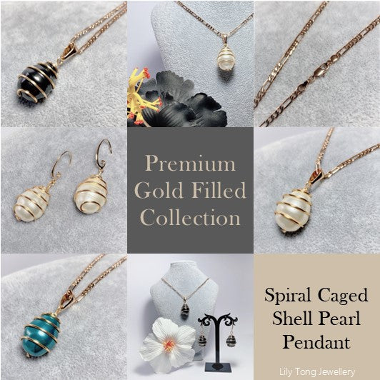 Spiral Caged Pearl Pendant Collection