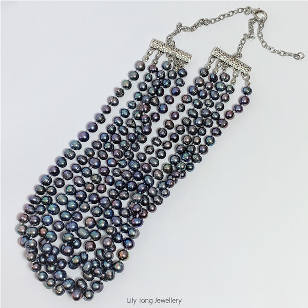 Multi-Strand Freshwater Pearl Necklace - 5-Strand