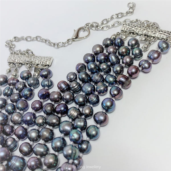 Multi-Strand Freshwater Pearl Necklace - 5-Strand